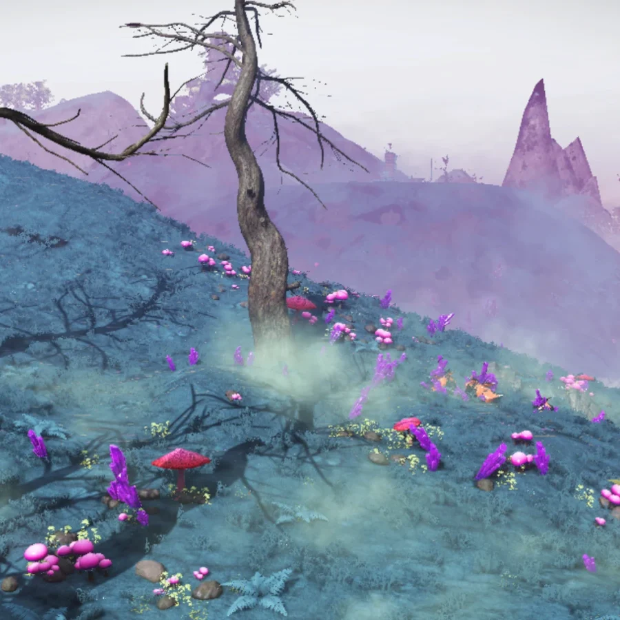 Astronauta che osserva un pianeta alieno in No Man’s Sky, con navicella spaziale sullo sfondo – No Man’s Sky recensione